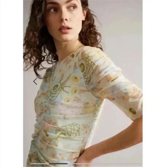 NWT TED BAKER AINYA RUCHED MESHED DRESS SZ 14 US OR TED SZ 6 - Picture 2 of 11